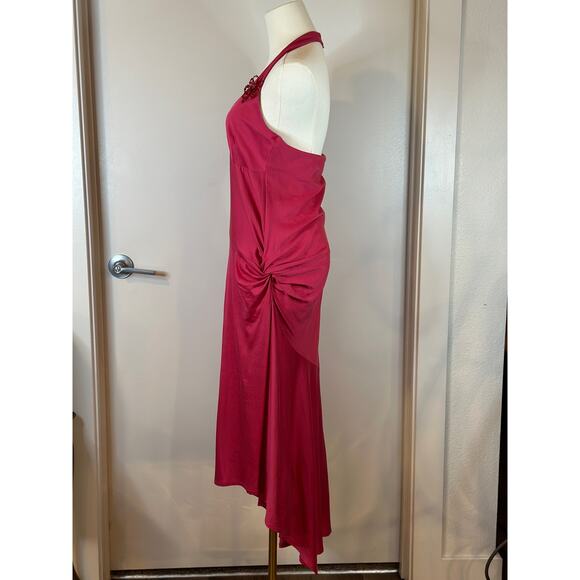 Vintage 70s Disco Dress MNG Womens XL Pink Halterneck Slip Cocktail Barbie Party - Picture 5 of 13